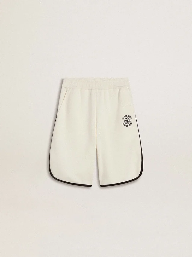 Pantaloni scurți albi pentru băieți cu logo brodat