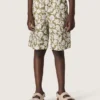 Pantaloni scurți din pânză de bumbac pentru băieți Journey, cu imprimeu floral verde și alb