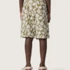 Pantaloni scurți din pânză de bumbac pentru băieți Journey, cu imprimeu floral verde și alb