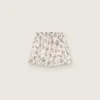 Pantaloni scurți pentru femei din poplin de bumbac alb-negru cu imprimeu floral