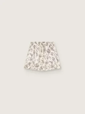 Pantaloni scurți pentru femei din poplin de bumbac alb-negru cu imprimeu floral