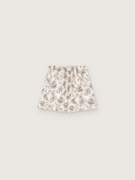 Pantaloni scurți pentru femei din poplin de bumbac alb-negru cu imprimeu floral