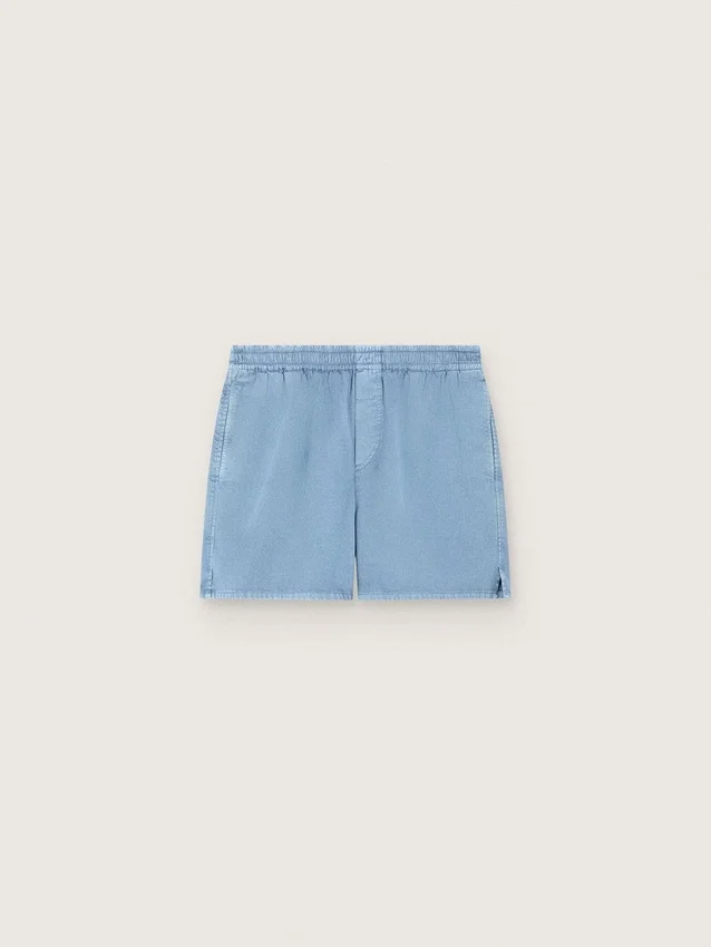 Pantaloni scurți unisex din twill de bumbac albastru deschis
