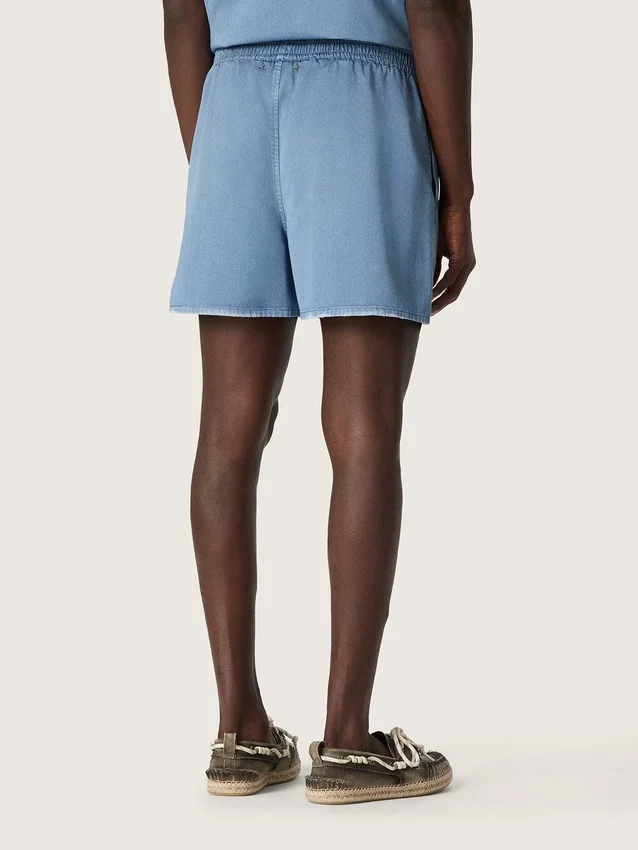 Pantaloni scurți unisex din twill de bumbac albastru deschis