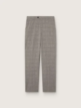 Pantaloni slim fit pentru bărbați, cu model Prince of Wales în carouri gri