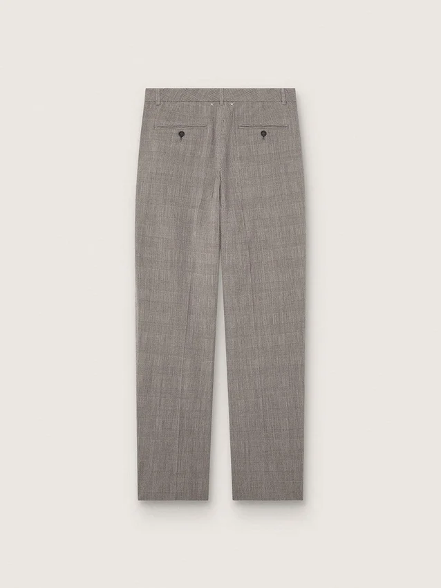 Pantaloni slim fit pentru bărbați, cu model Prince of Wales în carouri gri