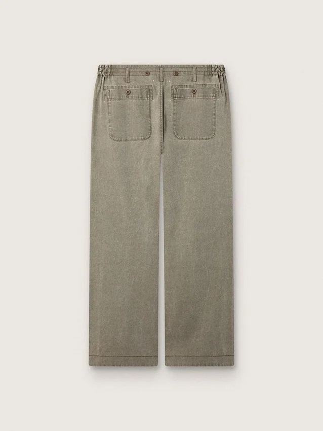 Pantaloni unisex din denim gri, cu șnur și stea
