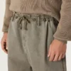 Pantaloni unisex din denim gri, cu șnur și stea