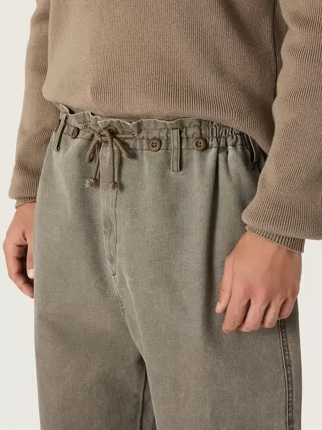 Pantaloni unisex din denim gri, cu șnur și stea