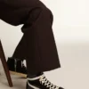 Pantofi de tip Slide pentru bărbați Penstar din piele de căprioară neagră, cu stea neagră și dungă albă