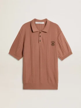 Polo pentru bărbați de culoare cărămizie, cu logo brodat.
