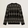 Pulover bărbătesc cu guler rotund din amestec de lână, cu model argyle jacquard