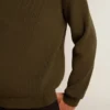 Pulover bărbătesc cu guler rotund din bumbac verde militar