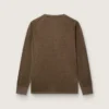 Pulover cu mâneci lungi pentru bărbați din tricot de in maro-carapace de broască țestoasă