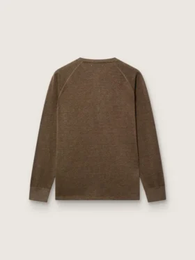 Pulover cu mâneci lungi pentru bărbați din tricot de in maro-carapace de broască țestoasă