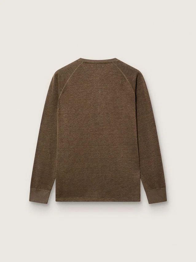 Pulover cu mâneci lungi pentru bărbați din tricot de in maro-carapace de broască țestoasă