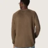 Pulover cu mâneci lungi pentru bărbați din tricot de in maro-carapace de broască țestoasă