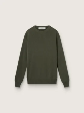 Pulover pentru bărbați cu guler rotund, de culoare verde militar, cu inscripție „Golden” pe spate