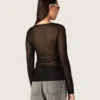 Pulover pentru femei cu guler rotund și model jacquard floral negru