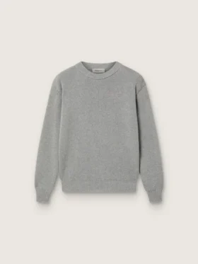 Pulover unisex Golden pentru copii, din tricot cu nervuri gri melanj, cu logo pe spate