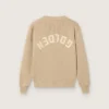 Pulover unisex pentru copii, de culoare bej auriu, cu nervuri și logo pe spate