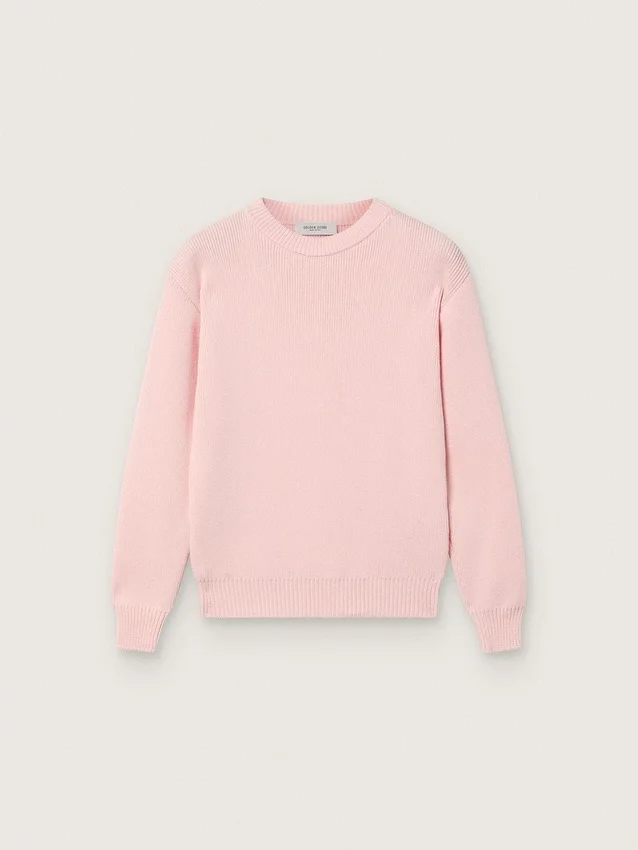 Pulover unisex roz cu nervuri, marca Golden, pentru copii, cu logo Golden pe spate