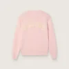 Pulover unisex roz cu nervuri, marca Golden, pentru copii, cu logo Golden pe spate
