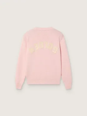 Pulover unisex roz cu nervuri, marca Golden, pentru copii, cu logo Golden pe spate