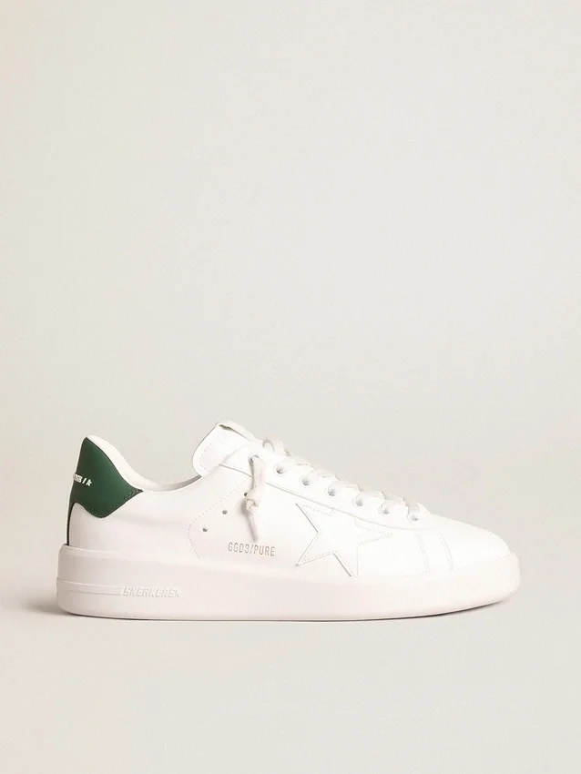 Purestar cu stea albă pe bază biologică și bandă de piele verde mată la călcâi