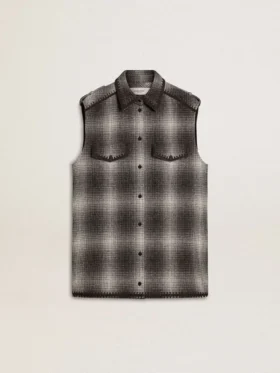 Rochie-cămășă din amestec de lână, gri închis, pentru femei