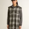 Rochie-cămășă din amestec de lână, gri închis, pentru femei