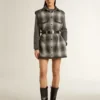 Rochie-cămășă din amestec de lână, gri închis, pentru femei