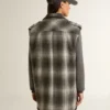 Rochie-cămășă din amestec de lână, gri închis, pentru femei