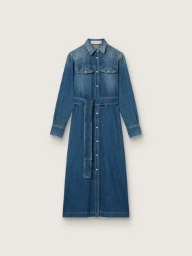 Rochie-cămașă din denim pentru femei, cu curea