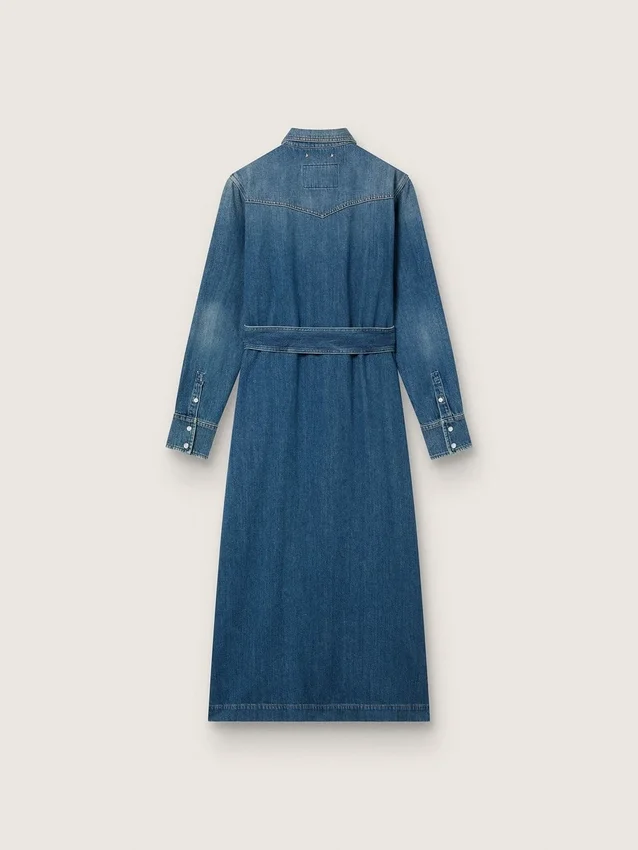 Rochie-cămașă din denim pentru femei, cu curea