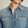 Rochie-cămașă din denim pentru femei, cu curea