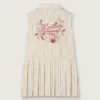 Rochie-cămașă fără mâneci, cu dungi, pentru fete, în culorile ecru, bej și gri