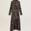 Rochie-cămașă gri antracit cu imprimeu paisley