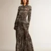 Rochie-cămașă gri antracit cu imprimeu paisley