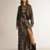 Rochie-cămașă gri antracit cu imprimeu paisley