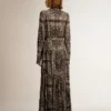Rochie-cămașă gri antracit cu imprimeu paisley