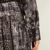 Rochie-cămașă gri antracit cu imprimeu paisley