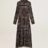 Rochie-cămașă gri antracit cu imprimeu paisley
