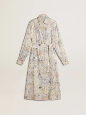 Rochie-cămașă pentru femei cu imprimeu floral multicolor cu paiete
