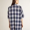 Rochie-cămașă scurtă pentru femei, cu model 3D în stil tablă de șah și broderie