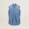 Rochie din denim pentru fete, cu nod în față și broderie