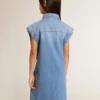 Rochie din denim pentru fete, cu nod în față și broderie