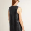 Rochie din piele nappa neagră pentru femei, cu ținte