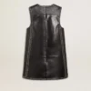 Rochie din piele nappa neagră pentru femei, cu ținte