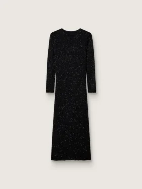 Rochie lungă pentru femei din plasă neagră cu paiete negre